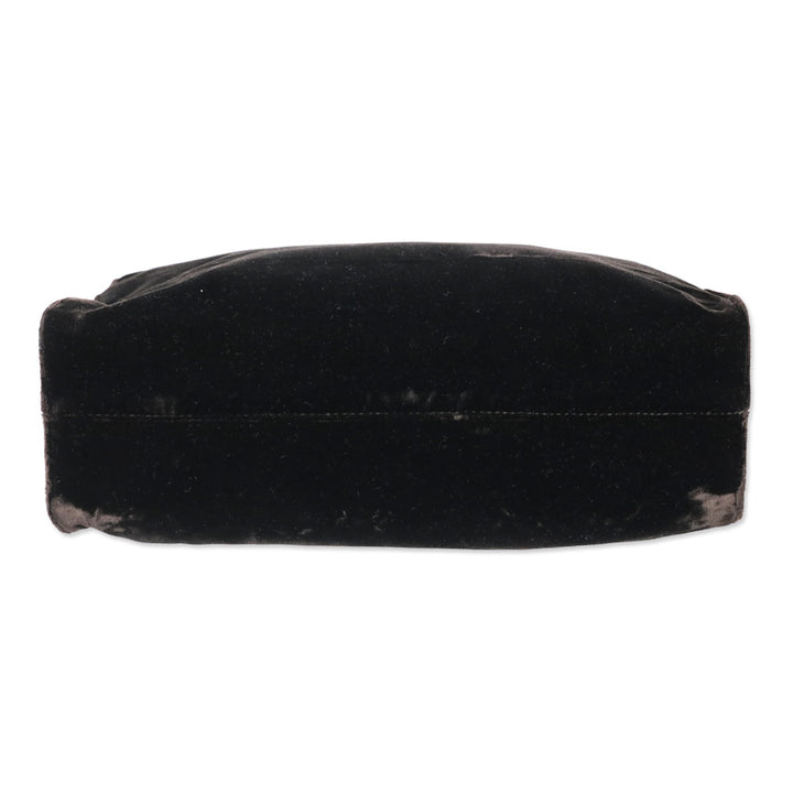Prada Black Velvet Cutout Handle Tote