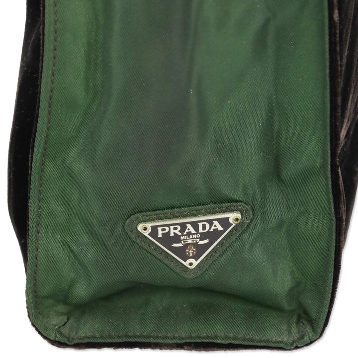 Prada Black Velvet Cutout Handle Tote