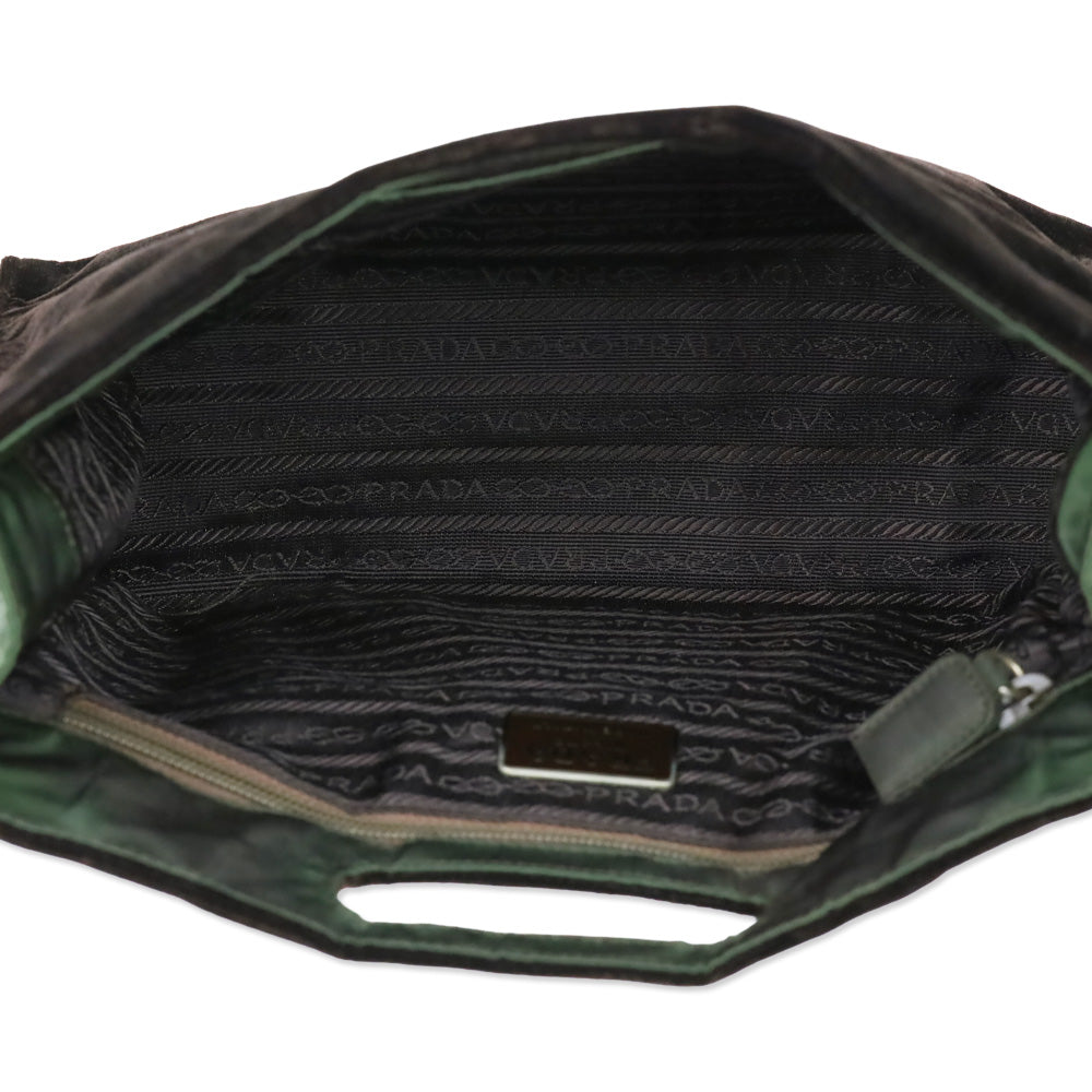 Prada Black Velvet Cutout Handle Tote