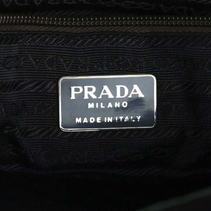 Prada Black Velvet Cutout Handle Tote