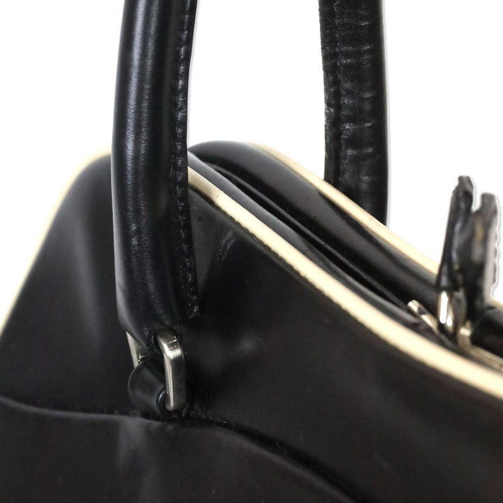 Prada Black Vitello Leather Kiss Lock Frame Bag