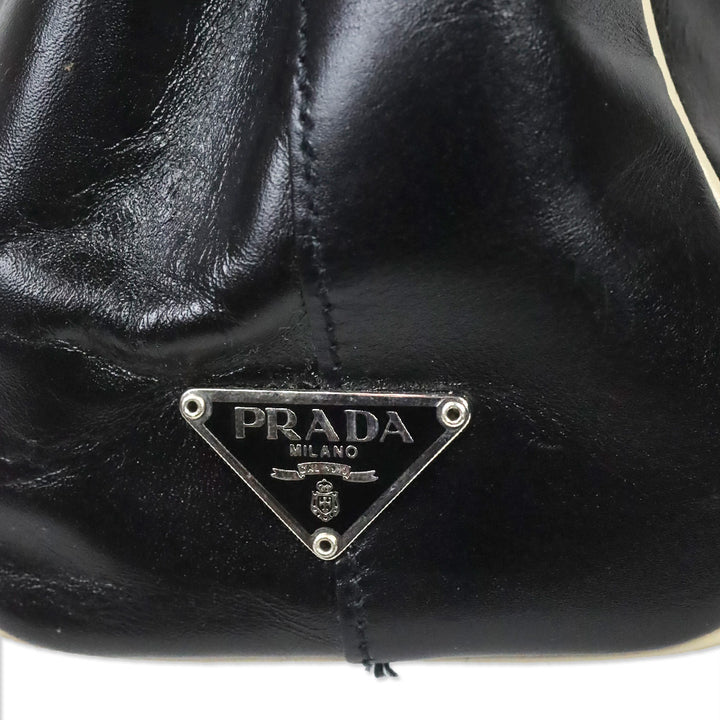 Prada Black Vitello Leather Kiss Lock Frame Bag