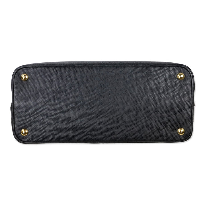 Prada Black/Fiery Red Saffiano Leather Cuir Medium Double Bag