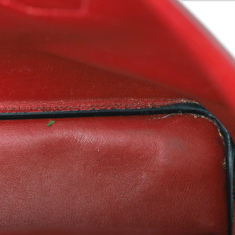 Prada Black/Fiery Red Saffiano Leather Cuir Medium Double Bag