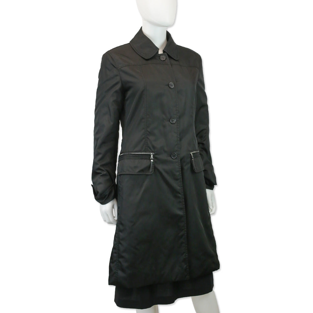 Prada Black Nylon Overcoat