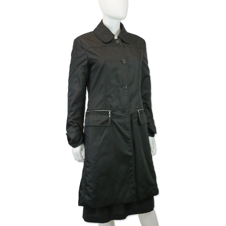 Prada Black Nylon Overcoat