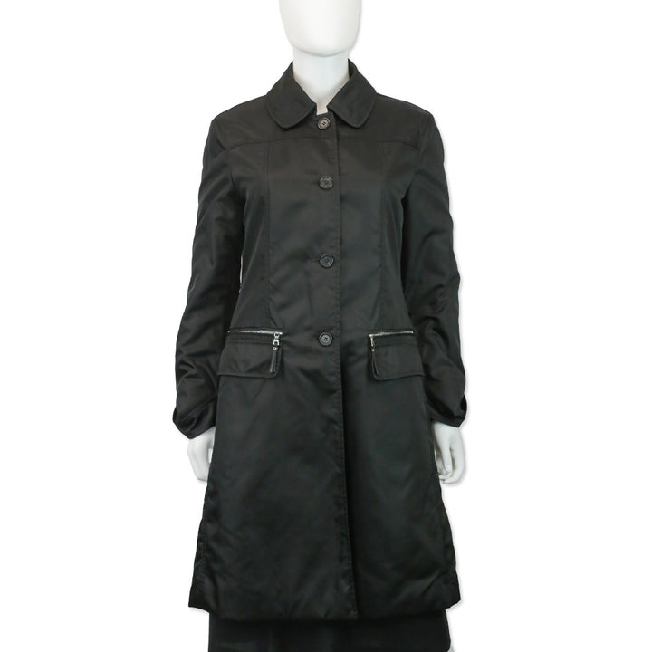 Prada Black Nylon Overcoat