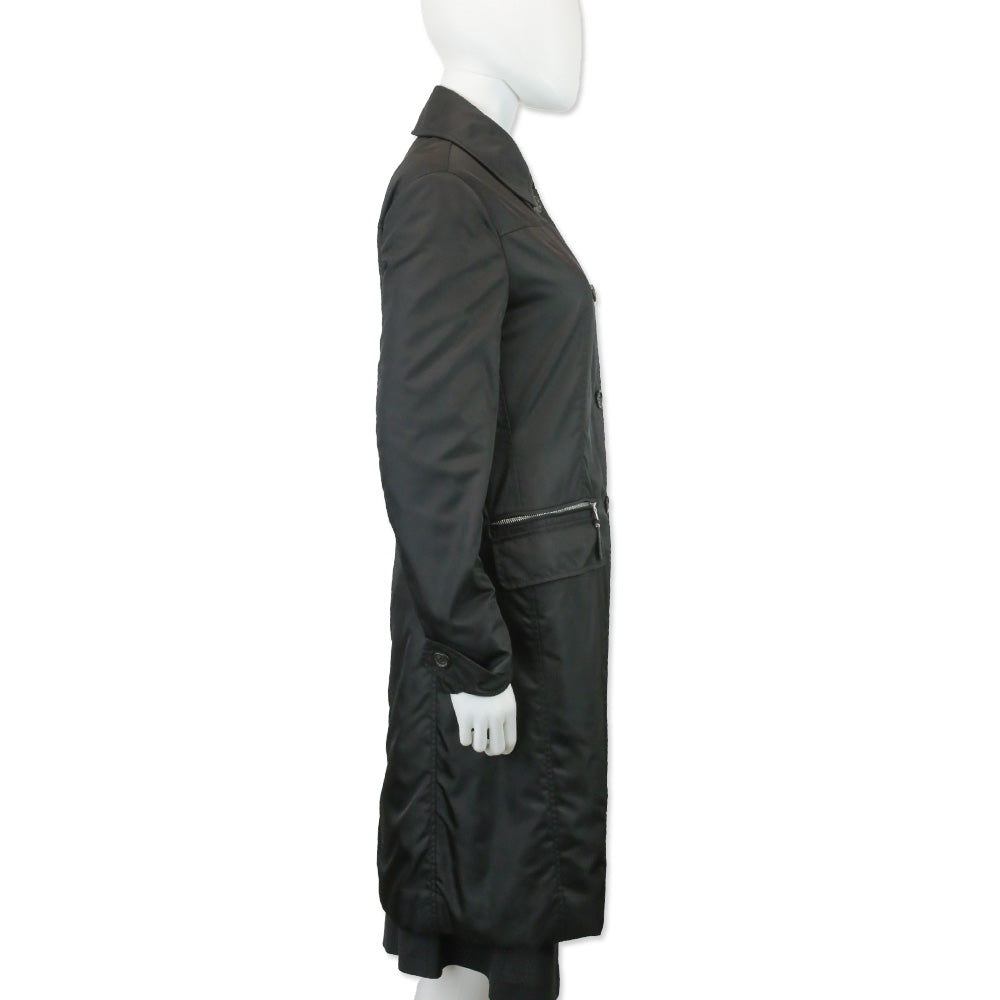 Prada Black Nylon Overcoat