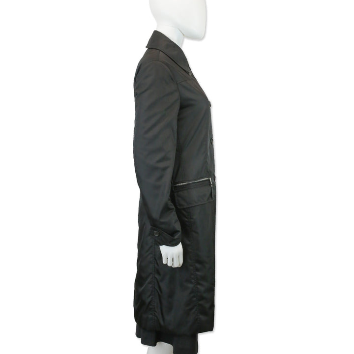 Prada Black Nylon Overcoat