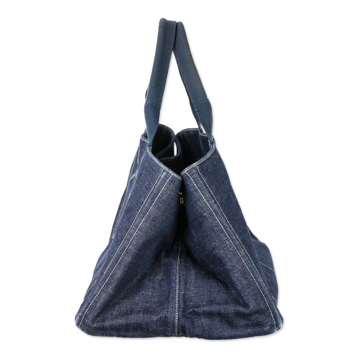 Prada Blue Denim Large Canapa Tote Bag