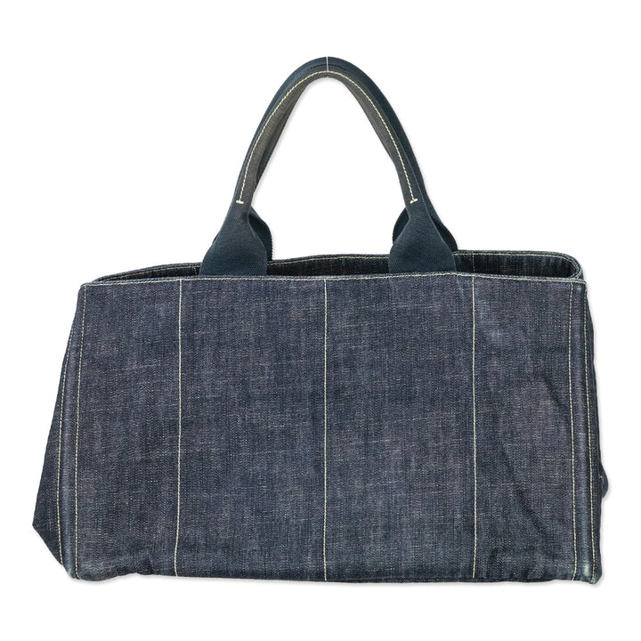 Prada Blue Denim Large Canapa Tote Bag