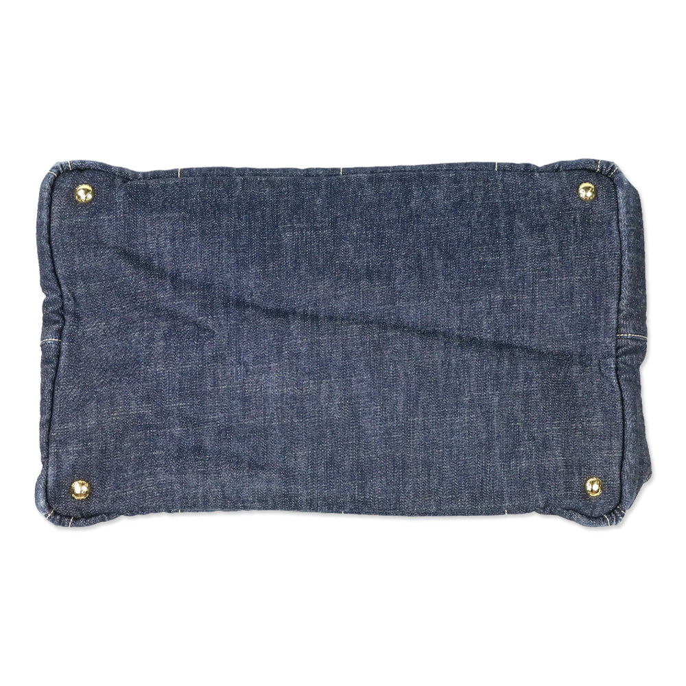Prada Blue Denim Large Canapa Tote Bag
