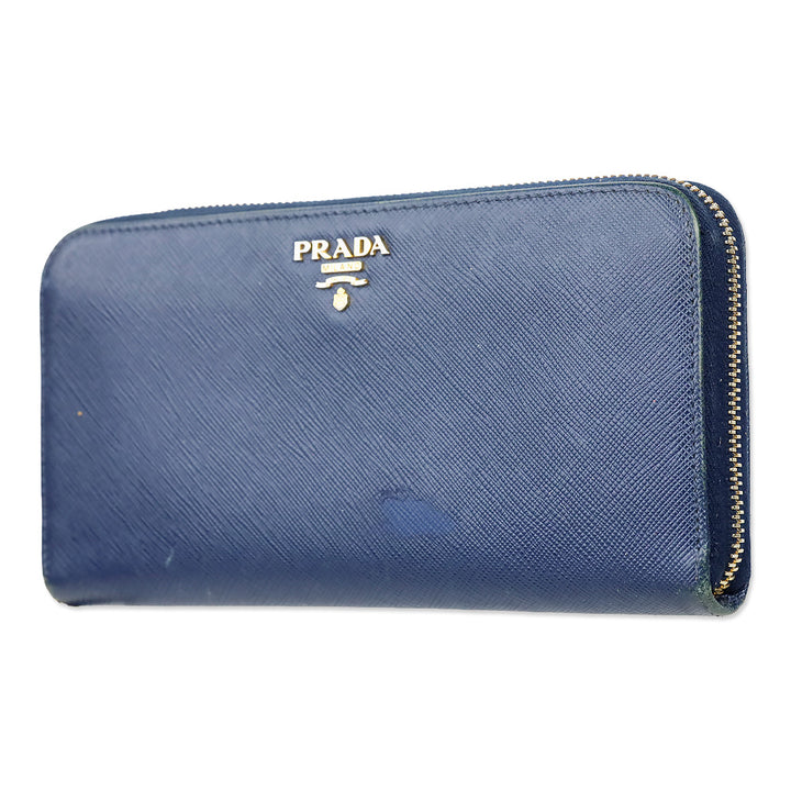 Prada Blue Large Saffiano Leather Wallet