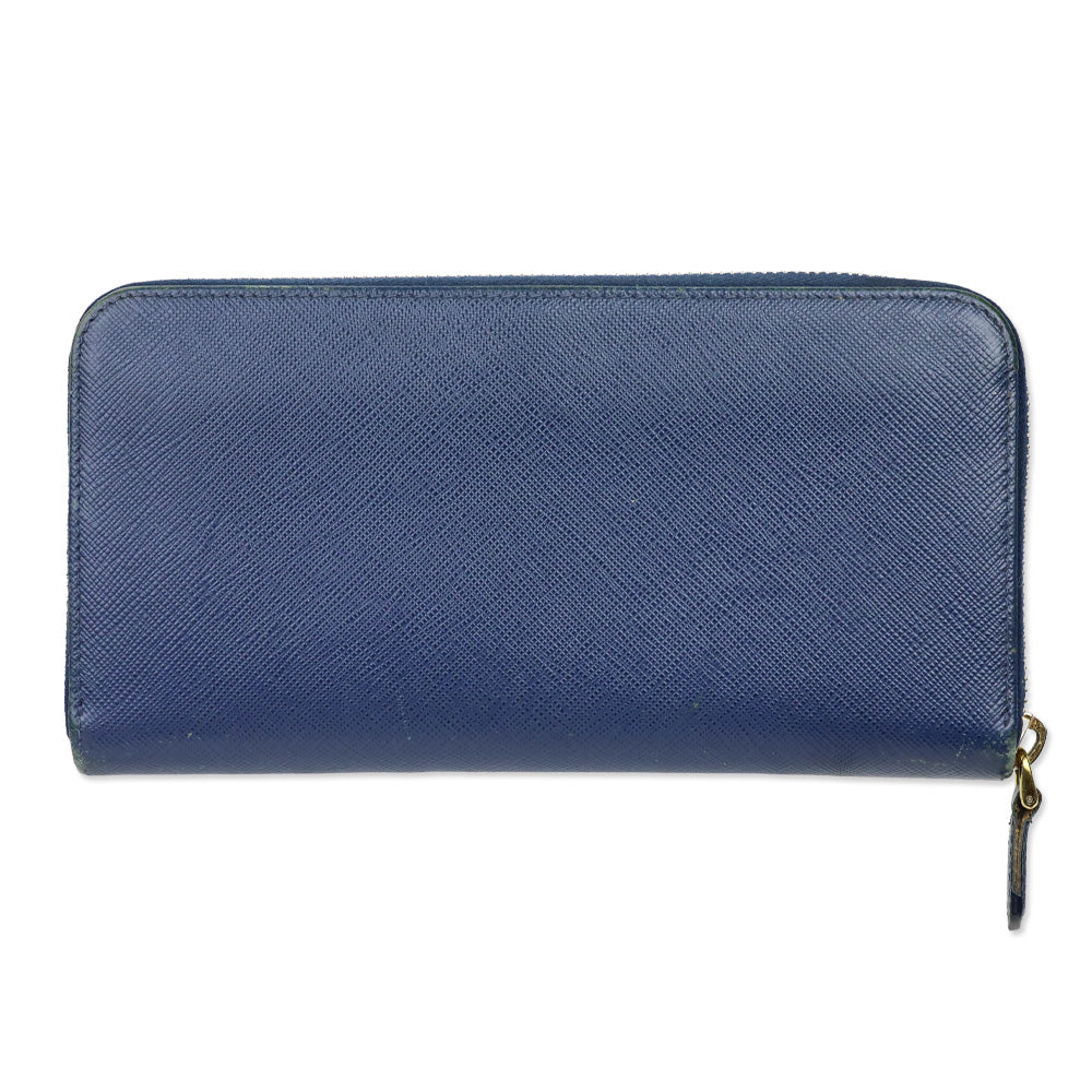 Prada Blue Large Saffiano Leather Wallet