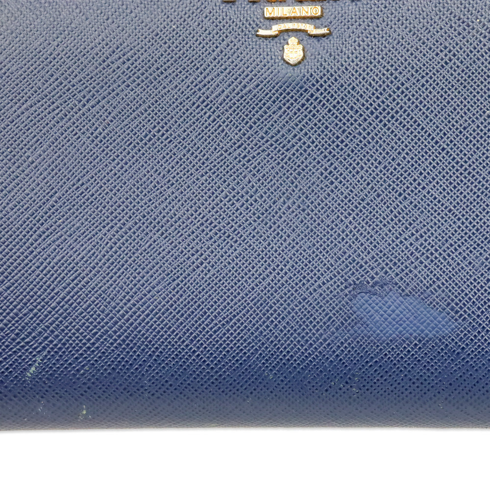 Prada Blue Large Saffiano Leather Wallet