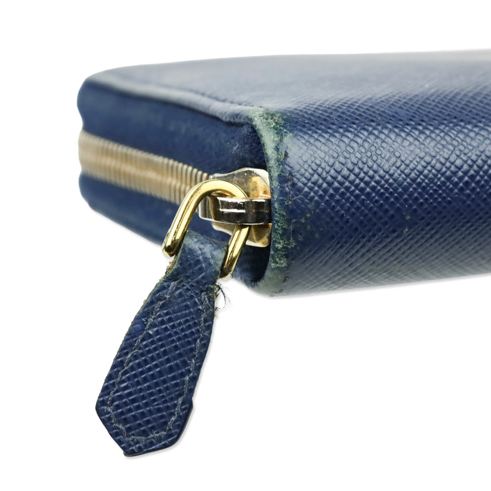 Prada Blue Large Saffiano Leather Wallet