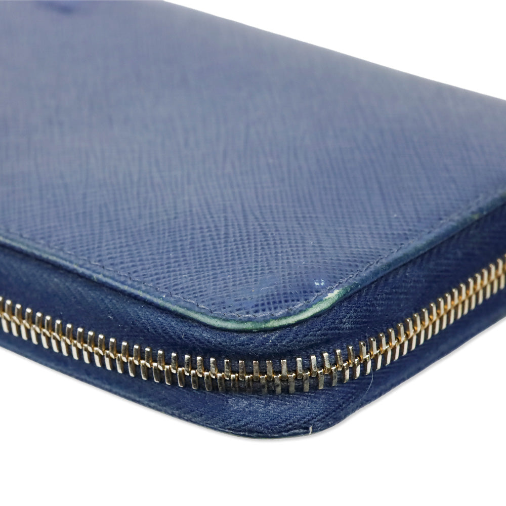 Prada Blue Large Saffiano Leather Wallet