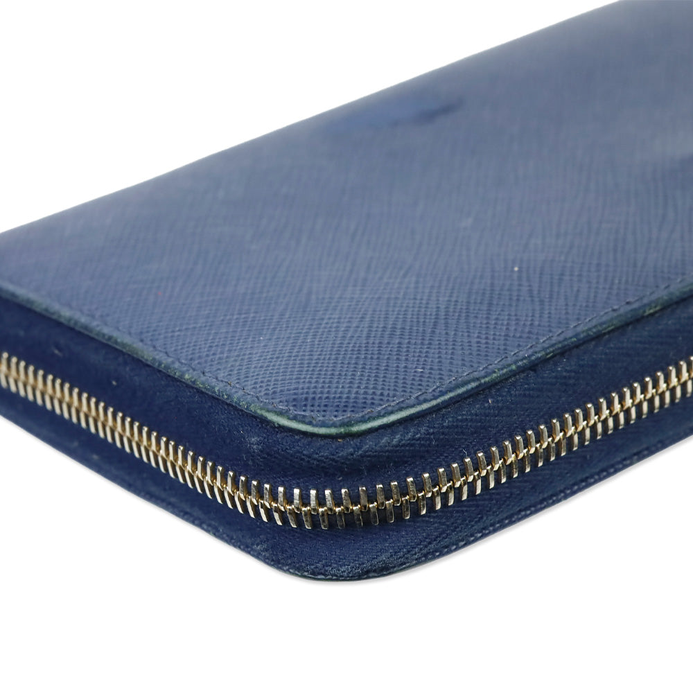 Prada Blue Large Saffiano Leather Wallet