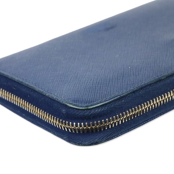 Prada Blue Large Saffiano Leather Wallet