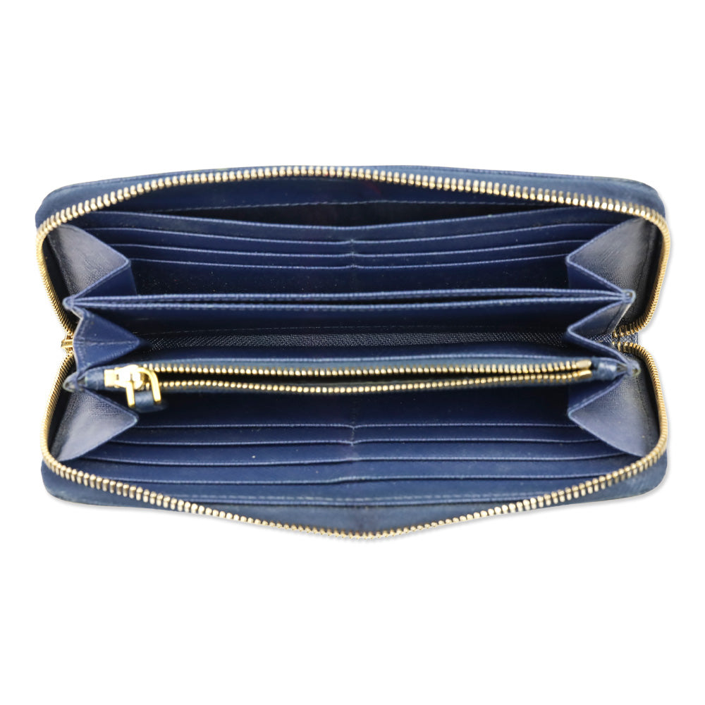 Prada Blue Large Saffiano Leather Wallet