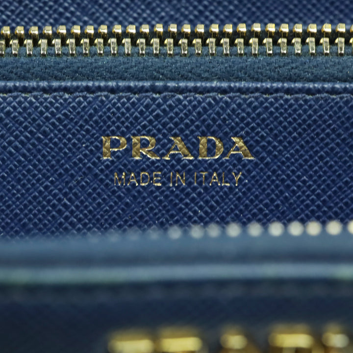Prada Blue Large Saffiano Leather Wallet