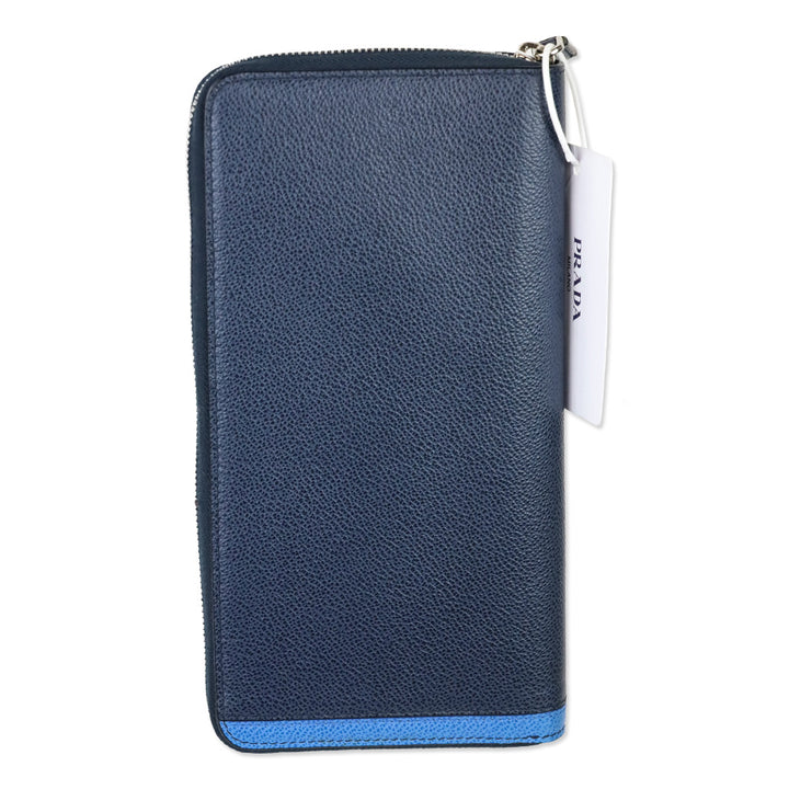 Prada Blue/Navy Micro Grain Calf Leather Long Continental Wallet