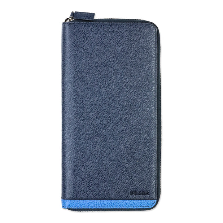 Prada Blue/Navy Micro Grain Calf Leather Long Continental Wallet