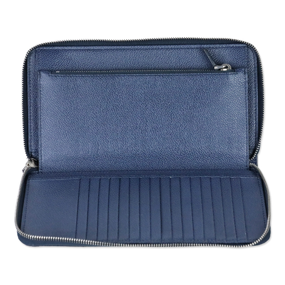 Prada Blue/Navy Micro Grain Calf Leather Long Continental Wallet