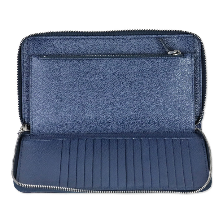 Prada Blue/Navy Micro Grain Calf Leather Long Continental Wallet