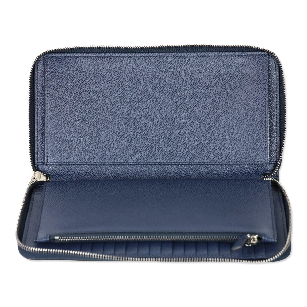 Prada Blue/Navy Micro Grain Calf Leather Long Continental Wallet