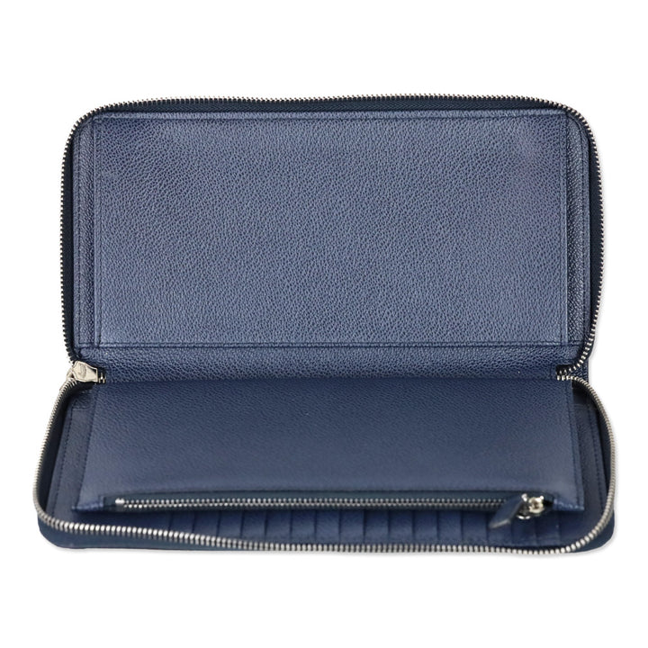 Prada Blue/Navy Micro Grain Calf Leather Long Continental Wallet
