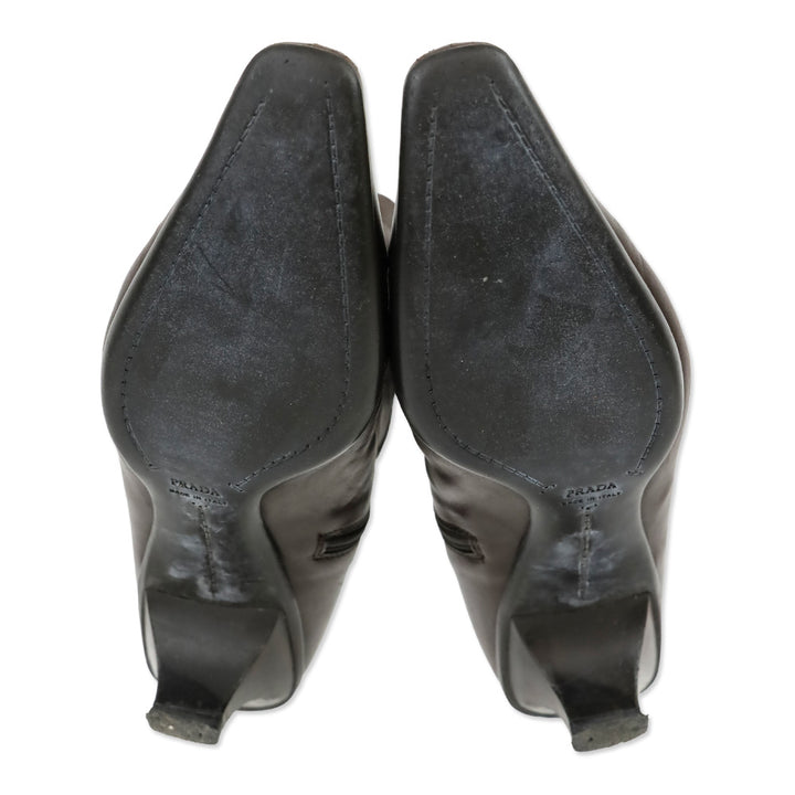 Prada Brown Leather Ankle Booties