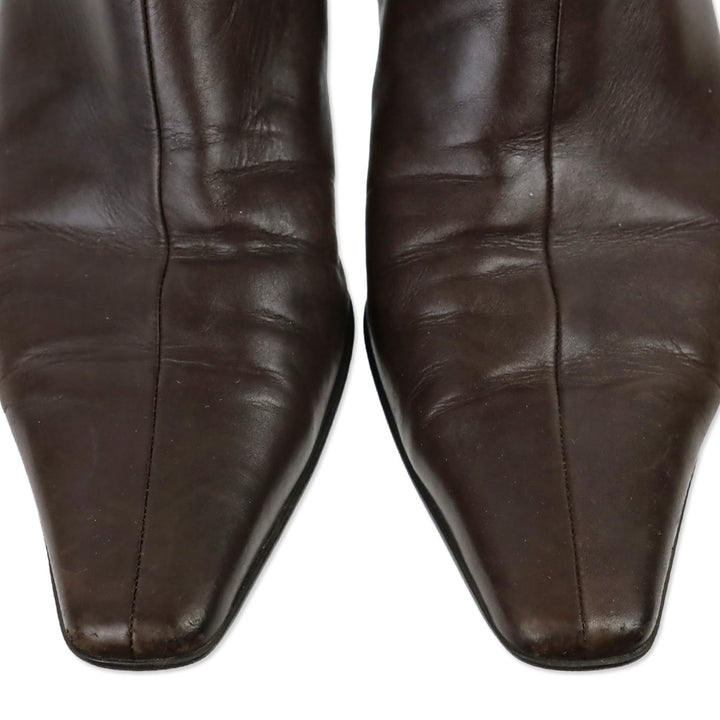 Prada Brown Leather Ankle Booties