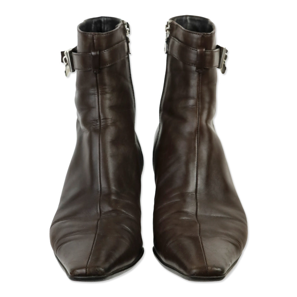 Prada Brown Leather Ankle Booties