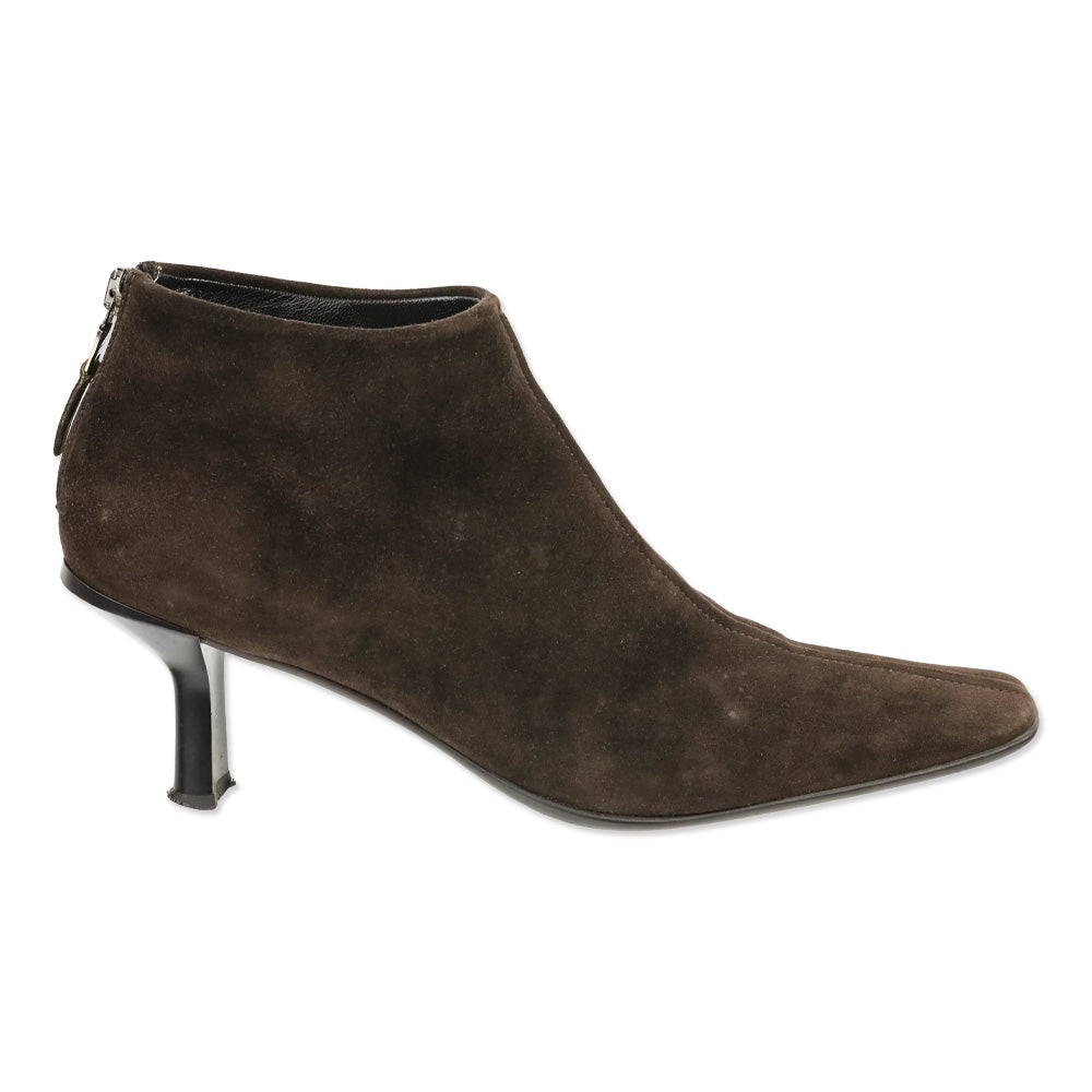 Prada Brown Suede Ankle Booties