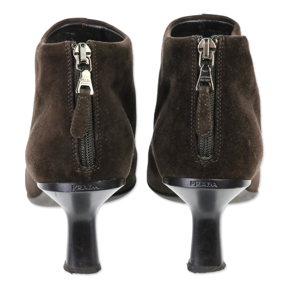 Prada Brown Suede Ankle Booties