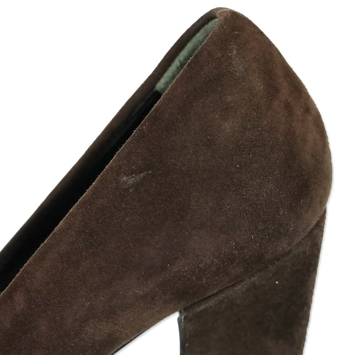 Prada Brown Suede Black Cap Toe Pumps