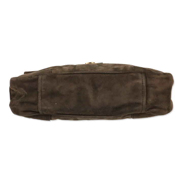 Prada Brown Suede Flap Shoulder Bag
