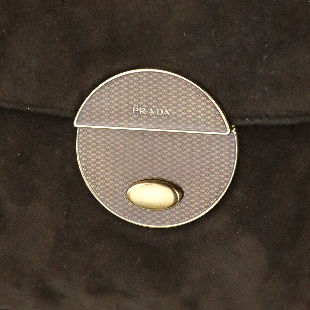 Prada Brown Suede Flap Shoulder Bag