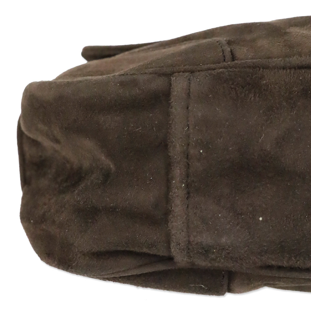 Prada Brown Suede Flap Shoulder Bag