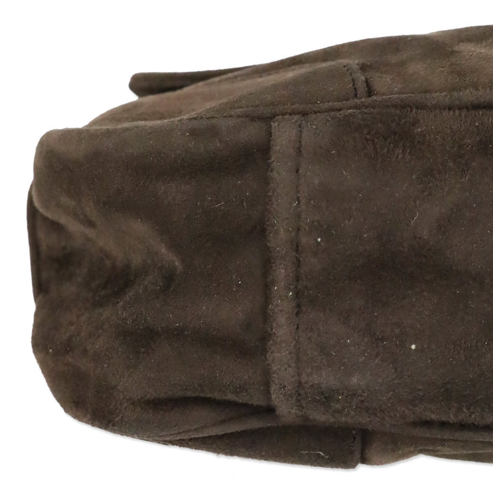 Prada Brown Suede Flap Shoulder Bag