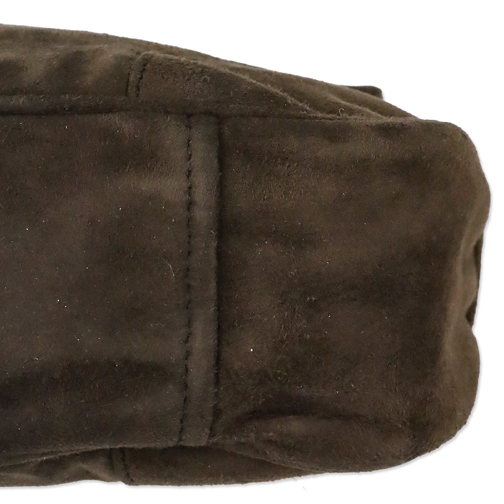 Prada Brown Suede Flap Shoulder Bag