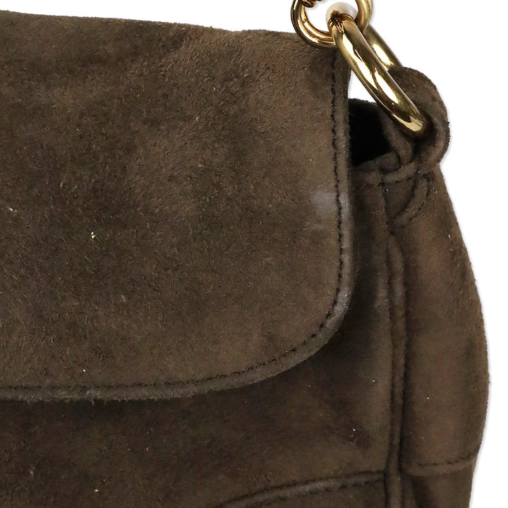 Prada Brown Suede Flap Shoulder Bag