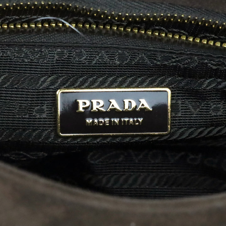 Prada Brown Suede Flap Shoulder Bag