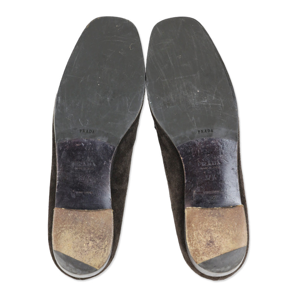 Prada Brown Suede Penny Loafer