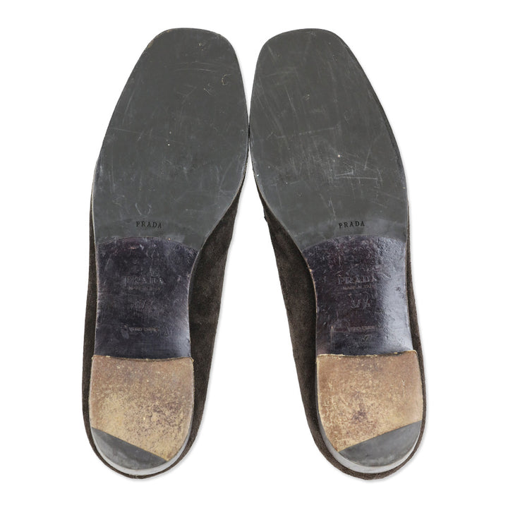 Prada Brown Suede Penny Loafer