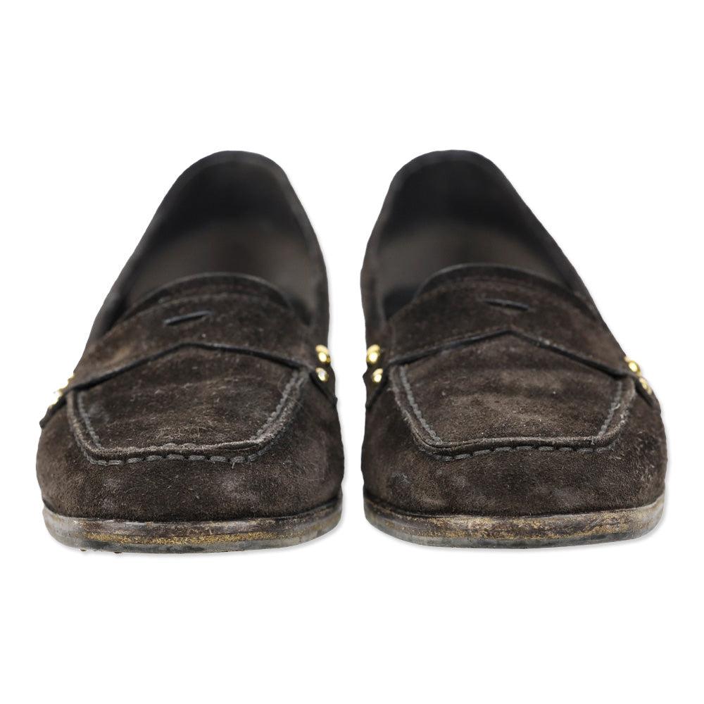 Prada Brown Suede Penny Loafer
