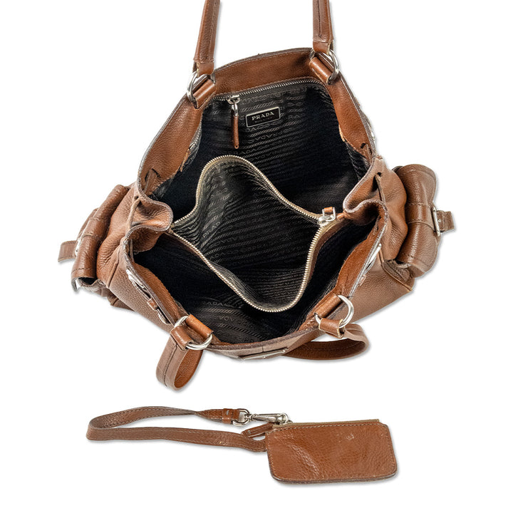 Prada Brown Vitello Daino Leather Shoulder Bag