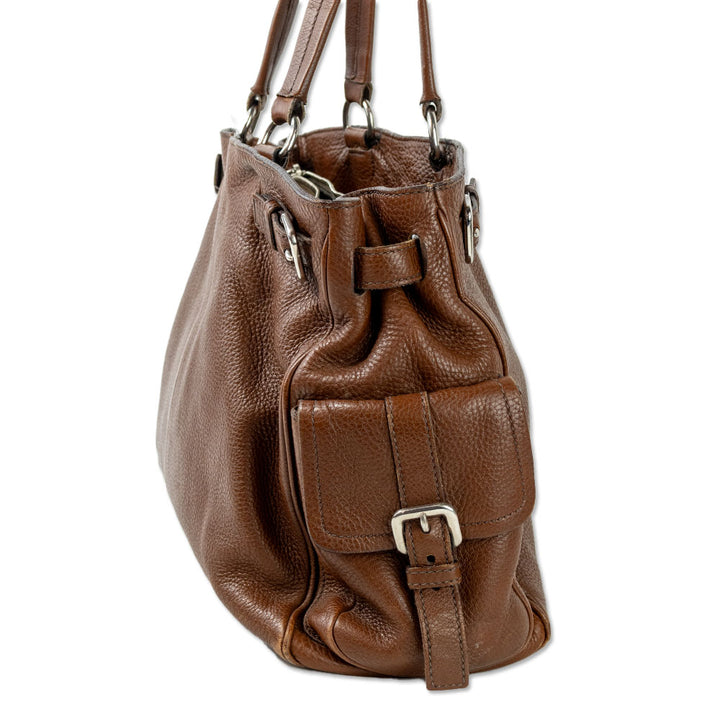 Prada Brown Vitello Daino Leather Shoulder Bag