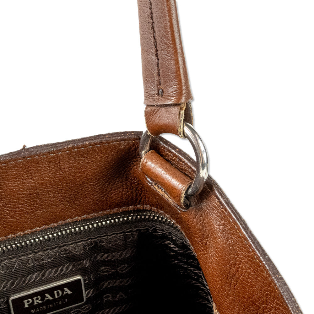 Prada Brown Vitello Daino Leather Shoulder Bag